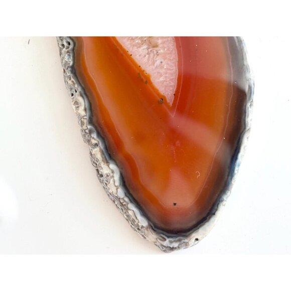 Brown Banded Natural Agate Geode Crystal Oval Silver Toned Vintage Pendant - Picture 5 of 11